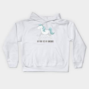 My Pony Ate My Homework Funny Cute Pet Pony Design Kids Hoodie